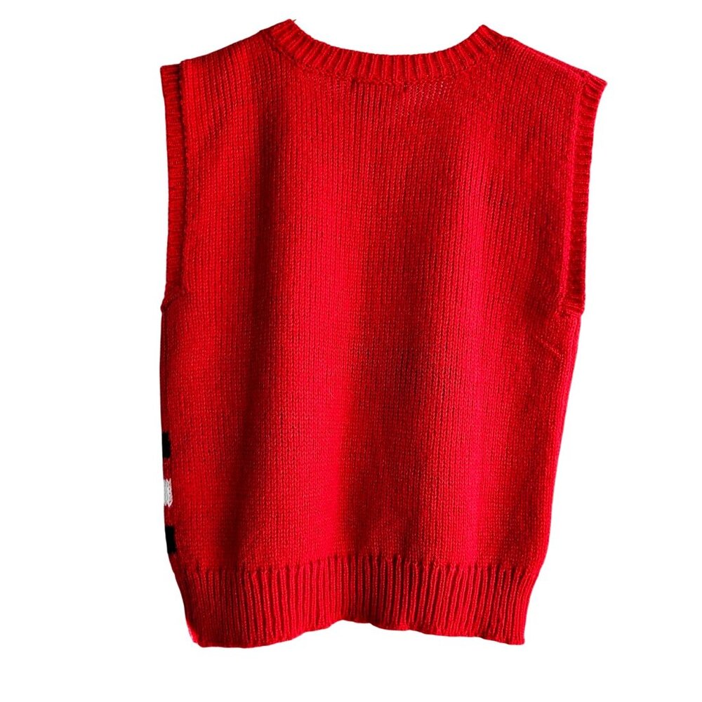 Vintage Scottie Knit Vest 1980s Red Black White Novelty Sweater Campus Casuals - Picture 15 of 16